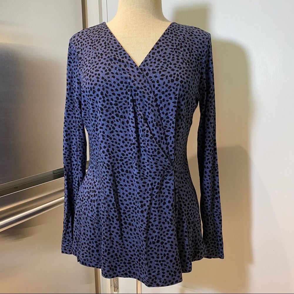 Lisa Rinna V-Neck Pleat Longsleeve Top